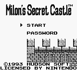 Milon's Secret Castle (USA, Europe) Title Screen